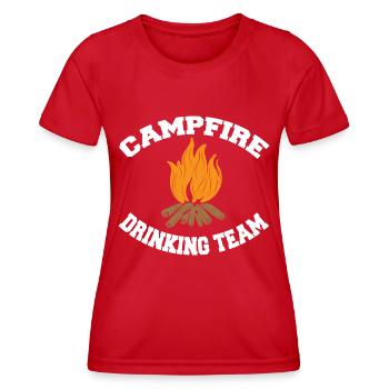 Campfire Drinking Team Bushcraft Hiking Outfit - Women's Functional T-Shirt - red - Front - AI Model Female 172 dark (172cm)