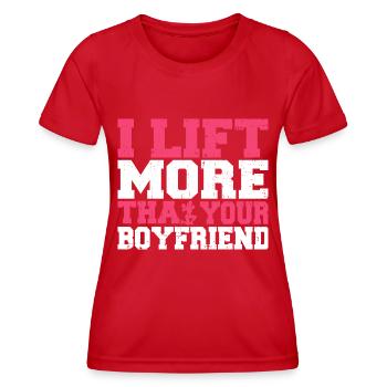 I lift More than your boyfriend Fitness Gym - Women's Functional T-Shirt - red - Front - AI Model Female 172 dark (172cm)