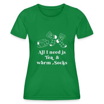 Tea and warm socks - Frauen Funktions-T-Shirt - Kelly Green - Vorne - AI Model Female 172 dark (172cm)