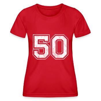 Anzahl 50 - Frauen Funktions-T-Shirt - Rot - Vorne - AI Model Female 172 dark (172cm)
