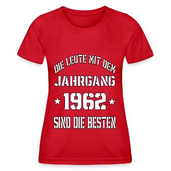Die Leute mit dem Jahrgang 1962 - Frauen Funktions-T-Shirt - Rot - Vorne - AI Model Female 172 dark (172cm)