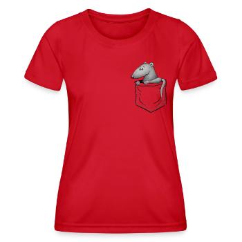 Petit rat dans la poche Rongeur sur le chemin - T-shirt sport Femme - rouge - Devant - AI Model Female 172 dark (172cm)