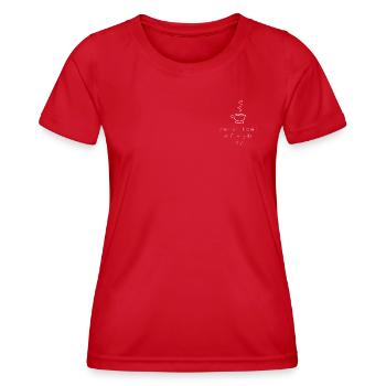 Kaffee Spruch - Frauen Funktions-T-Shirt - Rot - Vorne - AI Model Female 172 dark (172cm)