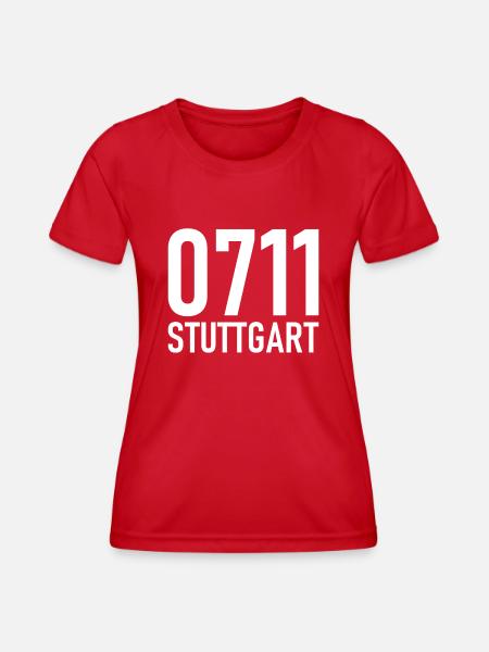 0711 Vorwahl Stuttgart Neckar Schwaben - Frauen Funktions-T-Shirt - Rot