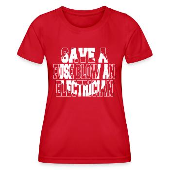 humor electric shock training electricians funny - Women's Functional T-Shirt - red - Front - AI Model Female 172 dark (172cm)