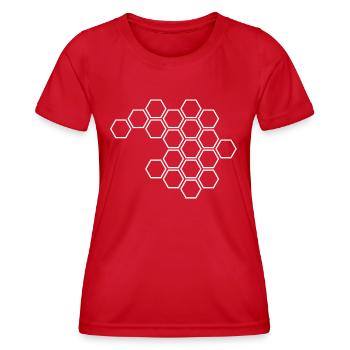 Hexagones blancs - T-shirt sport Femme - rouge - Devant - AI Model Female 172 dark (172cm)