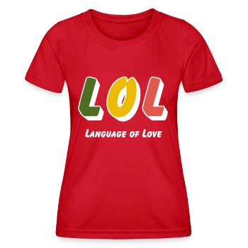 LOL - Langage de l’amour - T-shirt sport Femme - rouge - Devant - AI Model Female 172 dark (172cm)