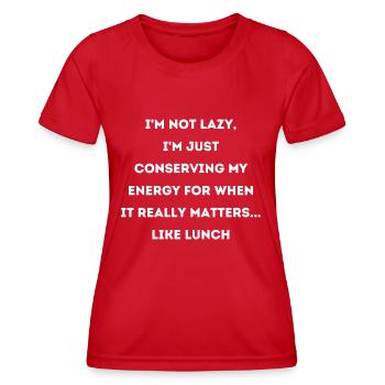 Déjeuner Travail Dicton - T-shirt sport Femme - rouge - Devant - AI Model Female 172 dark (172cm)