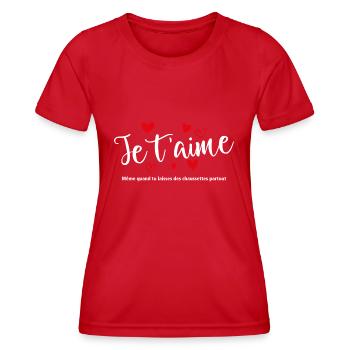 T-shirt / Je t’aime / Je t’aime / Je t’aime - T-shirt sport Femme - rouge - Devant - AI Model Female 172 dark (172cm)