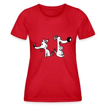 2 chiens gros nez excité mouvement - T-shirt sport Femme - rouge - Devant - AI Model Female 172 dark (172cm)