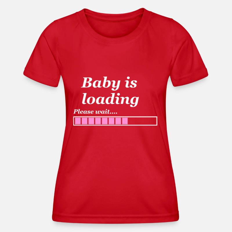 Playful Baby Loading Progress Bar Design - Women's Functional T-Shirt - red