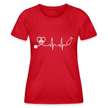 Krankenschwester - Krankenschwester - Herzschlag - Frauen Funktions-T-Shirt - Rot - Vorne - AI Model Female 172 dark (172cm)