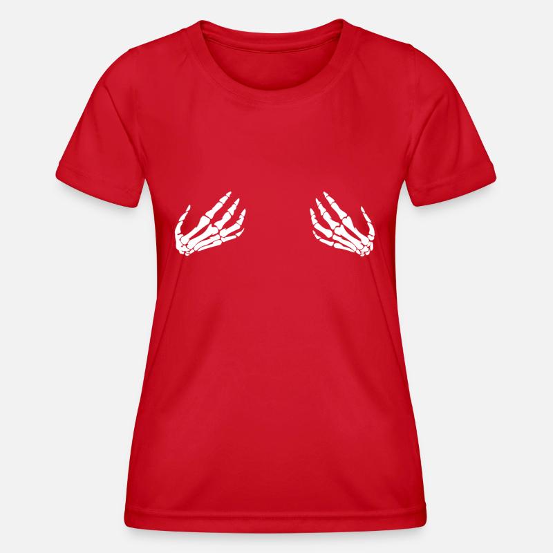 Skeleton hands on boobs - Women's Functional T-Shirt - red