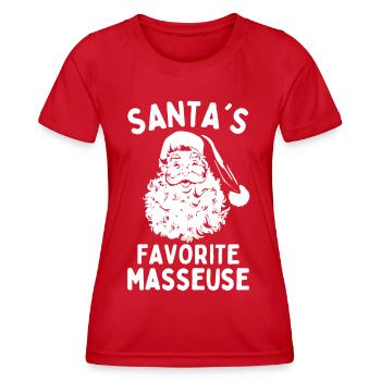 Santas favorite Masseuse funny christmas saying - Women's Functional T-Shirt - red - Front - AI Model Female 172 dark (172cm)