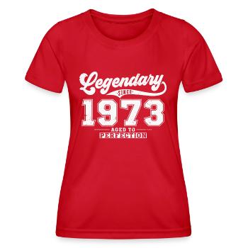 Legendary since 1973 Vintage Birthday Gift - Women's Functional T-Shirt - red - Front - AI Model Female 172 dark (172cm)