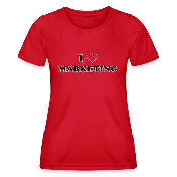 I LOVE MARKETING (schwarz/weiße Umrandung) - Frauen Funktions-T-Shirt - Rot - Vorne - AI Model Female 172 dark (172cm)