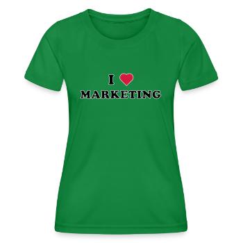 I LOVE MARKETING (schwarz/weiße Umrandung) - Frauen Funktions-T-Shirt - Kelly Green - Vorne - AI Model Female 172 dark (172cm)