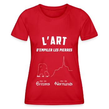 L'art d empiler les pierres - T-shirt sport Femme - rouge - Devant - AI Model Female 172 dark (172cm)