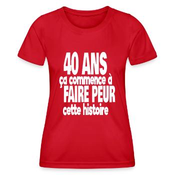 40 ans - T-shirt sport Femme - rouge - Devant - AI Model Female 172 dark (172cm)