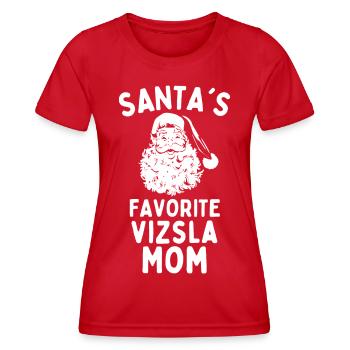 Weihnachten Vizsla mom Santa's Favorite Vizsla mom - Frauen Funktions-T-Shirt - Rot - Vorne - AI Model Female 172 dark (172cm)