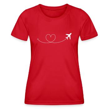 Reiseliebe - fliegendes Herz - Flug ins Glück! - Frauen Funktions-T-Shirt - Rot - Vorne - AI Model Female 172 dark (172cm)