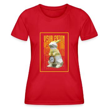 abstrakt hase uhr Illustration - Frauen Funktions-T-Shirt - Rot - Vorne - AI Model Female 172 dark (172cm)