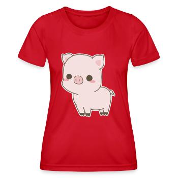 Süßes Schwein - Frauen Funktions-T-Shirt - Rot - Vorne - AI Model Female 172 dark (172cm)