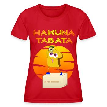 Hakuna Tabata ! No Pain No Tartine - T-shirt sport Femme - rouge - Devant - AI Model Female 172 dark (172cm)