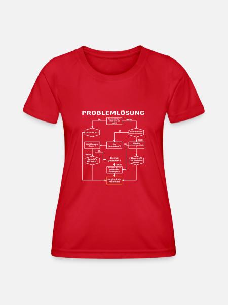 Problemlösung Prozess Diagramm, Männerprobleme - Frauen Funktions-T-Shirt - Rot