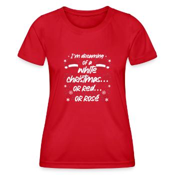 Weihnachten Wein Weinglas Weihnachtsdekoration - Frauen Funktions-T-Shirt - Rot - Vorne - AI Model Female 172 dark (172cm)