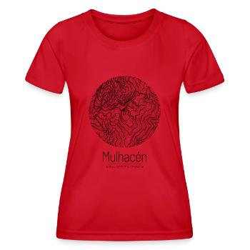 Mulhacén | Carte géographique Topographie Design - T-shirt sport Femme - rouge - Devant - AI Model Female 172 dark (172cm)
