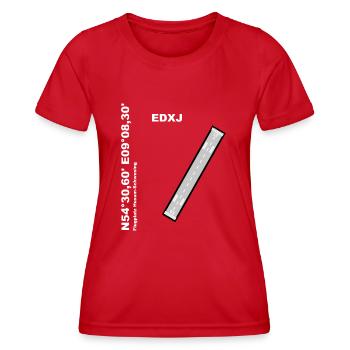 Flugplatz EDXJ Design mit Namen und Koordinaten - Frauen Funktions-T-Shirt - Rot - Vorne - AI Model Female 172 dark (172cm)