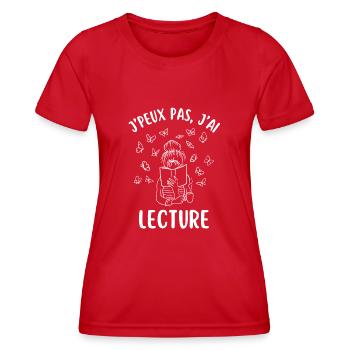 Je peux pas jai lecture 1 - T-shirt sport Femme - rouge - Devant - AI Model Female 172 dark (172cm)
