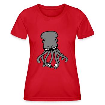 Octopus, Octopus, Octopus, Cephalopod, Giant Squid - Women's Functional T-Shirt - red - Front - AI Model Female 172 dark (172cm)