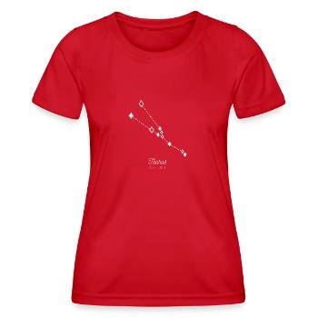 Das Sternzeichen - Der Stier am Sternenhimmel - Frauen Funktions-T-Shirt - Rot - Vorne - AI Model Female 172 dark (172cm)