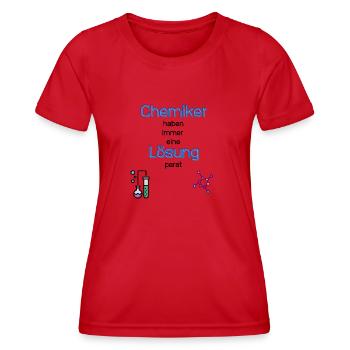 Chemiker kennen Lösung - Frauen Funktions-T-Shirt - Rot - Vorne - AI Model Female 172 dark (172cm)