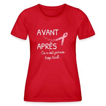 Octobre rose Lutte contre le cancer du sein - T-shirt sport Femme - rouge - Devant - AI Model Female 172 dark (172cm)