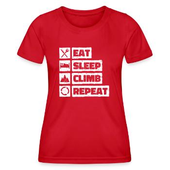 Manger Sleep Climb Répéter Rétro Vintage Rock Climber - T-shirt sport Femme - rouge - Devant - AI Model Female 172 dark (172cm)