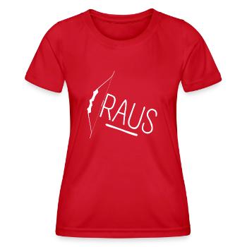 Bogen Raus - Frauen Funktions-T-Shirt - Rot - Vorne - AI Model Female 172 dark (172cm)