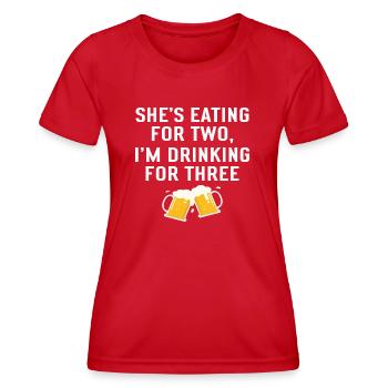 Elle mange pour deux je bois pour trois - T-shirt sport Femme - rouge - Devant - AI Model Female 172 dark (172cm)