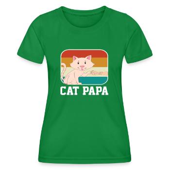Chat Papa - T-shirt sport Femme - vert - Devant - AI Model Female 172 dark (172cm)