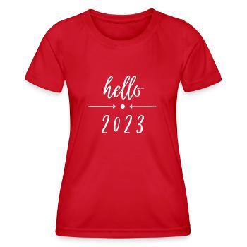 hello 2023 - hello New Year - Women's Functional T-Shirt - red - Front - AI Model Female 172 dark (172cm)
