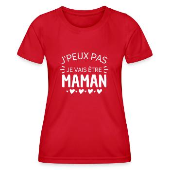 je peux pas je vais être maman. cadeau maman. - T-shirt sport Femme - rouge - Devant - AI Model Female 172 dark (172cm)
