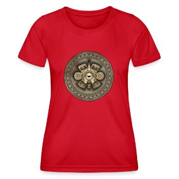 Aztec ancient symbol Ollin God - Women's Functional T-Shirt - red - Front - AI Model Female 172 dark (172cm)