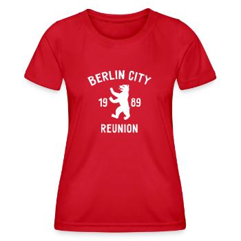 Berlin City - 1989 - La Réunion - Berliner Bär - T-shirt sport Femme - rouge - Devant - AI Model Female 172 dark (172cm)
