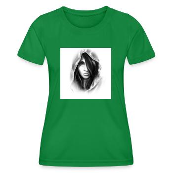 Gezeichnete Frau mit Kapuze - Frauen Funktions-T-Shirt - Kelly Green - Vorne - AI Model Female 172 dark (172cm)