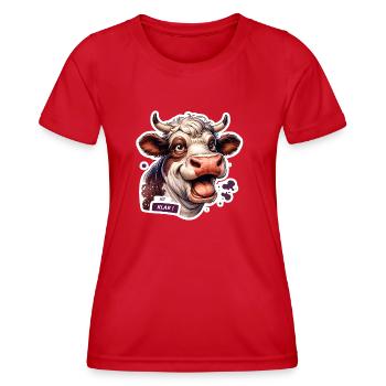 Kuh lustig alles klar - Frauen Funktions-T-Shirt - Rot - Vorne - AI Model Female 172 dark (172cm)
