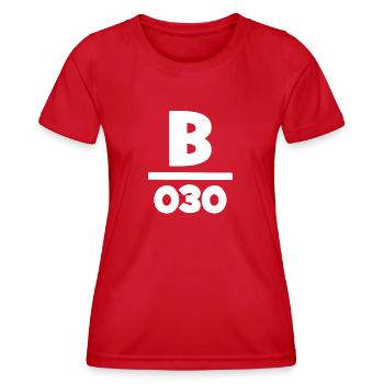 030 - Null Drei Null - Berlin - Vorwahl - Telefon - Frauen Funktions-T-Shirt - Rot - Vorne - AI Model Female 172 dark (172cm)
