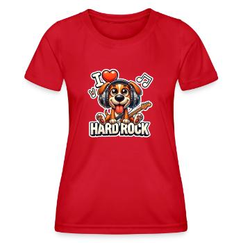 chien I love hardrock - T-shirt sport Femme - rouge - Devant - AI Model Female 172 dark (172cm)