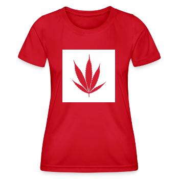 Hanfblatt weiss Klassisch - Frauen Funktions-T-Shirt - Rot - Vorne - AI Model Female 172 dark (172cm)